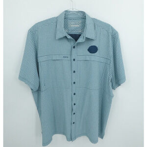 Gameguard Shirt Mens XXXL Blue Check Plaid Fishing Vented Embroidered Mikes Hard